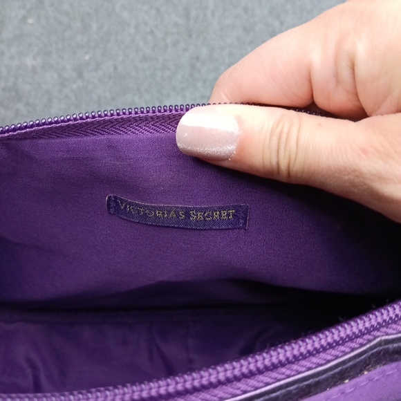 Victoria's Secret Purple & Gold Rhinestone Make-Up Handbag Clutch EUC - Picture 8 of 11